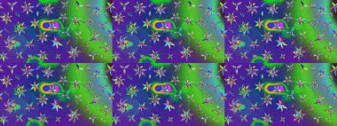 Tekstil, kumaş, kapaklar, duvar kağıtları, baskı, naylon, koleksiyon defteri, örgü, dekupaj için güzel bir eskiz. Millefleur 'lar. Küçük yeşil ve mavi renkte güzel bir besin torbası deseni, çiçekler..