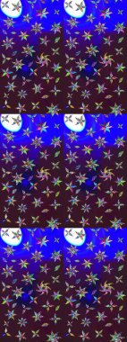 Kahverengi ve mavi renkte kahverengi ve mavi papatya deseni. Kahverengi ve mavi renklerde. Raster illüstrasyonu.