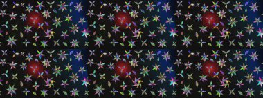 Sevimli çiçek raster deseni. Renkli çiçekler. Renkli Bahar Teması eskiz kalıbı. Düz Çiçek Elementleri Tasarımı.