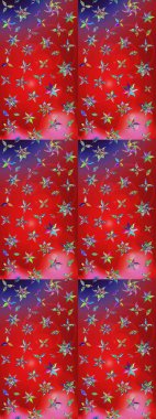 Raster illüstrasyonu. Kırmızı ve pembe kıvırcık çiçekler kırmızı ve pembe renklerde. Klasik çiçek tasarım elementleri.