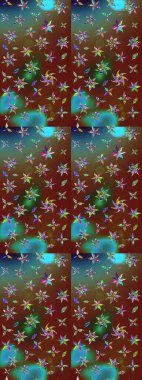 Kahverengi ve yeşil renklerde. Kahverengi ve yeşil renkte kahverengi ve yeşil papatya deseni. Raster illüstrasyonu.