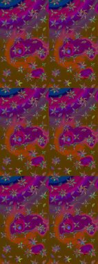 Raster Şirin kumaş deseni. Renkli Bahar Teması eskiz kalıbı. Düz Çiçek Elementleri Tasarımı. Eskiz klasiği.