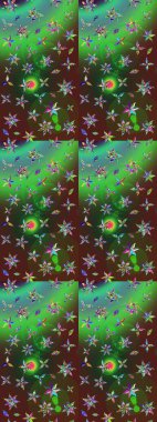 Çizim çiçek deseni duvar kağıdı, web sitesi arka planı, ambalaj kağıdı, davetiye, broşür, afiş veya web sitesi için kullanılabilir. El çizimi Raster çizimi. Parlak elementlerin.