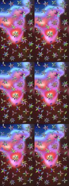 Çiçekli eskiz deseni. Suluboya çizimi. El çizimi. Kahverengi ve mor renkte çiçekler.