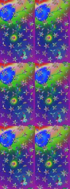 Çiçek ve yapraklı çiçek deseni. Küçük çiçekli şirin bir desen. Raster illüstrasyonu.