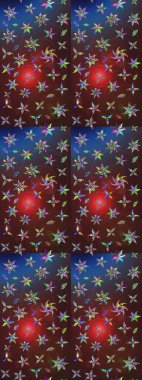 Çiçekli eskiz çizimi. Kahverengi ve mor renkli çiçekler. Renkli Yaz Temalı eskiz kalıbı. Düz Çiçek Elementleri Tasarımı.