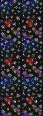 Çiçekli ipek eşarp. El çizimi çiçek unsurları olan soyut çizim raster deseni. 1950-1960 motifleri. Retro tekstil tasarım koleksiyonu. Açık.