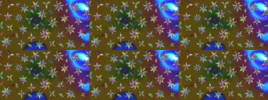 Yeşil ve kahverengi renklerde. Güzel kumaş deseni. Raster illüstrasyonu. Raster illüstrasyonunda çiçek deseni çizimi.