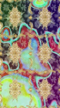 Tarafsız renklerde ve altın elementlerle geleneksel klasik altın raster deseni. Barok tarzında eskiz doğulu süsü..