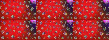 Kırmızı ve kahverengi renkte çiçekler. Tropik çiçekler. Gömlek çizimi Arkaplan Deseni.