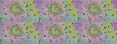 Sevimli çiçek raster deseni. Modaya uygun kumaş deseni. Düz Çiçek Elementleri Tasarımı. Renkli Yaz Teması çizim şablonu.