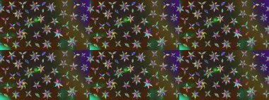 Kahverengi ve gri renkli çiçekler. Raster illüstrasyonunda çiçek deseni çizimi.