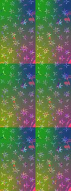 Çiçekli çiçek deseni, suluboya. Düz Çiçek Elementleri Tasarımı. Raster illüstrasyonu. Renkli Bahar Teması eskiz kalıbı. Yeşil ve mavi renkte çiçekler.