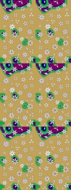 Taslak desenli, modaya uygun kumaş deseni. Şirin çiçek elementleri. Raster illüstrasyonu. Düz Çiçek Elementleri Tasarımı. Renkli Bahar Teması çizim şablonu.