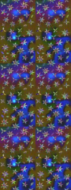 Çiçek desenli çizim. Raster illüstrasyonu. Asya tekstil tarzında. Renkli çiçekler. Raster illüstrasyonu.