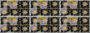 Çiçek deseni. Duvar kâğıdı barok, İspanyol kumaşı. Kusursuz raster arka plan. Kahverengi ve bej renklerde altın elementler. Şekil grafik deseni.