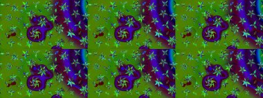 Raster güzel bir çiçek deseni çizmiş. Yeşil ve kahverengi renkli çiçekler. Bahar mevsimi. Tatil havası. Nazik romantik baskı.