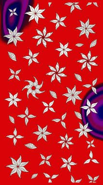 Kırmızı ve nötr renklerde çiçekler. Tropik çiçek desenleri. Raster illüstrasyonu.