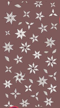 Vadinin çiçekleri kahverengi ve nötr renklerde. Çiçeksel çizim kalıbının çizimi.