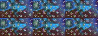 Şirin çiçekler. Çizgi çizimi kalıbı. Raster Moda kumaş deseni.