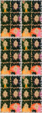 Çiçek deseni. Duvar kâğıdı barok, İspanyol kumaşı. Kusursuz raster arka plan. Kahverengi ve bej renklerde altın elementler. Şekil grafik deseni.