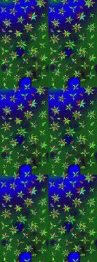 Hediye ambalaj kağıdı, tebrik kartları, posterler ve pankart tasarımı. Yeşil ve mavi renkte çiçekler. Raster düz çiçek çizim deseni.