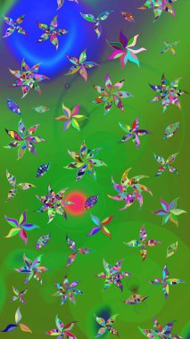 Şirin çiçek elementleri. Raster illüstrasyonu. Taslak desenli, modaya uygun kumaş deseni. Renkli Bahar Teması eskiz kalıbı. Düz Çiçek Elementleri Tasarımı.