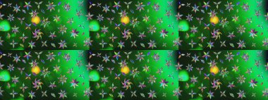 Eskiz arkaplan modeli. Vadinin yeşil ve gri renkli çiçekleri. Raster - stok. Suluboya, elle çizilmiş.