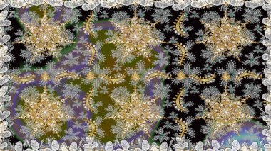 Barok tarzında kusursuz bir doğulu süsü. Gri renkli ve altın elementli geleneksel klasik altın sarısı desen.