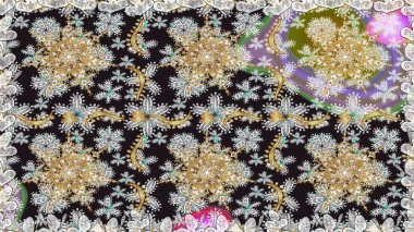 Kusursuz çiçek deseni. Gri renklerde grafiksel, modern, pürüzsüz desen. Duvar kâğıdı barok, İspanyol kumaşı. Kusursuz raster arkaplanı.