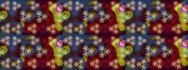 Raster deseni. Bahar çiçekleri dallı desen, kahverengi ve kırmızı renkler çiçekli siluet.