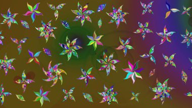 Çiçekli yaz çiçekleri. Küçük çiçekte güzel bir desen. Küçük renkli çiçekler. Moda baskıları için zarif bir şablon. Motley illüstrasyonu. Çizim.