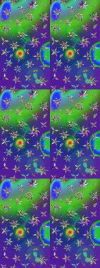 Desen, çizim, çiçek sınırı. Çiçek çelengi. Güzel, parlak, pürüzsüz kumaş, tuval. Kıvırcık, parlak örgü. Eski moda arka plan. Raster illüstrasyonu.