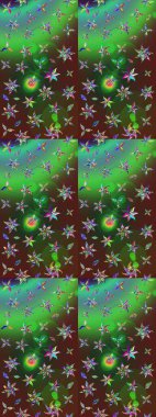 Raster çiçek desenli çiçek deseni, yapraklar, dekoratif elementler, sıçrama, lekeler, el çizimi kontur çizgileri ve Doodle çizim stili, grafik raster çizim çizimi.