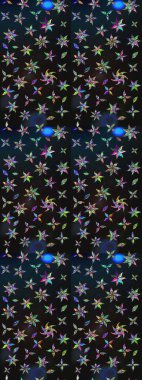 Gri ve mavi renklerde bahar çiçekleri. Raster illüstrasyonu. Çiçek ve yapraklı karalama şeklinde Raster çiçek deseni.