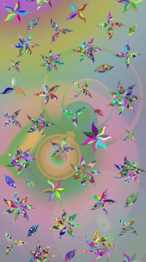 Raster illüstrasyonu. Robot resim. Küçük çiçekte sevimli çiçek deseni var..