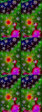 Raster illüstrasyonundaki çiçek desenli çizim. Güzel kumaş deseni. Renkli Bahar Teması eskiz kalıbı. Düz Çiçek Elementleri Tasarımı.