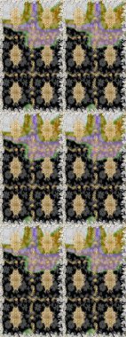 Çiçek deseni. Duvar kâğıdı barok, İspanyol kumaşı. Kusursuz raster arka plan. Kahverengi ve bej renklerde altın elementler. Şekil grafik deseni.