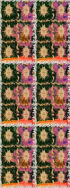 Çiçek deseni. Duvar kâğıdı barok, İspanyol kumaşı. Kusursuz raster arka plan. Kahverengi ve bej renklerde altın elementler. Şekil grafik deseni.