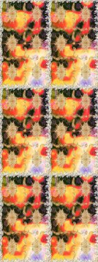 Çiçek deseni. Duvar kâğıdı barok, İspanyol kumaşı. Kusursuz raster arka plan. Kahverengi ve bej renklerde altın elementler. Şekil grafik deseni.