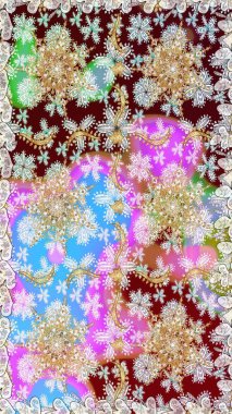 Tarafsız ve kahverengi renklerde altın desenli altın elementler. Barok tarzında duvar kağıdı tasarımı için kusursuz damaske deseni arkaplanı. Süslü raster dekorasyonu.