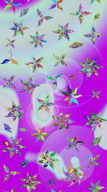 Tarafsız ve mor renkli çiçekler. Çiçekli çiçek deseni, suluboya. Düz Çiçek Elementleri Tasarımı. Renkli Bahar Teması eskiz kalıbı. Raster illüstrasyonu.