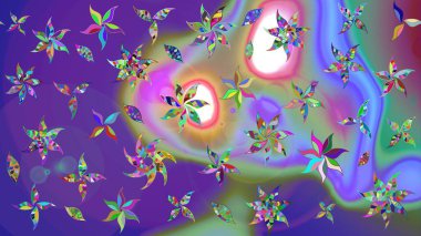 Renkli Bahar Teması eskiz kalıbı. Mor ve mor renkli çiçekler. Güzel çiçek deseni. Düz Çiçek Elementleri Tasarımı.