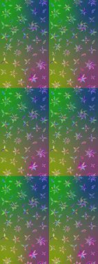 Raster illüstrasyonu. Küçük çiçekteki sevimli çiçek deseni. Yeşil ve mavi renkte çiçekler.