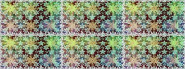 Raster geometrik arka plan. Tarafsız ve yeşil renklerde altın çiçekli altın desenler. Senin tasarımın için, duvar kağıdı. Altın rengi kusursuz illüstrasyon.