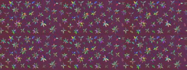 Çiçekli eskiz deseni. Suluboya çizimi. El çizimi. Kahverengi ve mor renkte çiçekler.