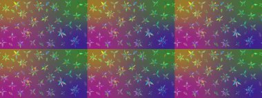 Çiçek desenli çizim. Raster illüstrasyonu. Raster illüstrasyonu. Mor ve yeşil renkli çiçekler. Asya tekstil tarzında.