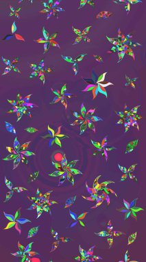 Çiçekli karalama şeklinde Raster çiçek deseni. Mor ve mor renkli çiçekler. Yumuşak, bahar çiçekli arka plan.