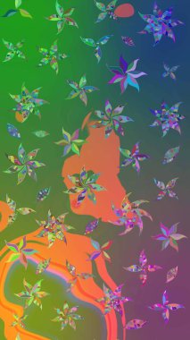 Suluboya, elle çizilmiş. Eskiz arkaplan modeli. Raster - stok. Vadinin çiçekleri yeşil ve mavi renklerde.