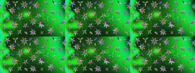 Üst manzara, yumuşak yeşil ve mavi renkli. Manzaralı çiçek deseni. Çiçek kompozisyonu, el boyası, hassas şablon. Sevgililer günü ve tebrik kartı konsepti için şık bir davet.